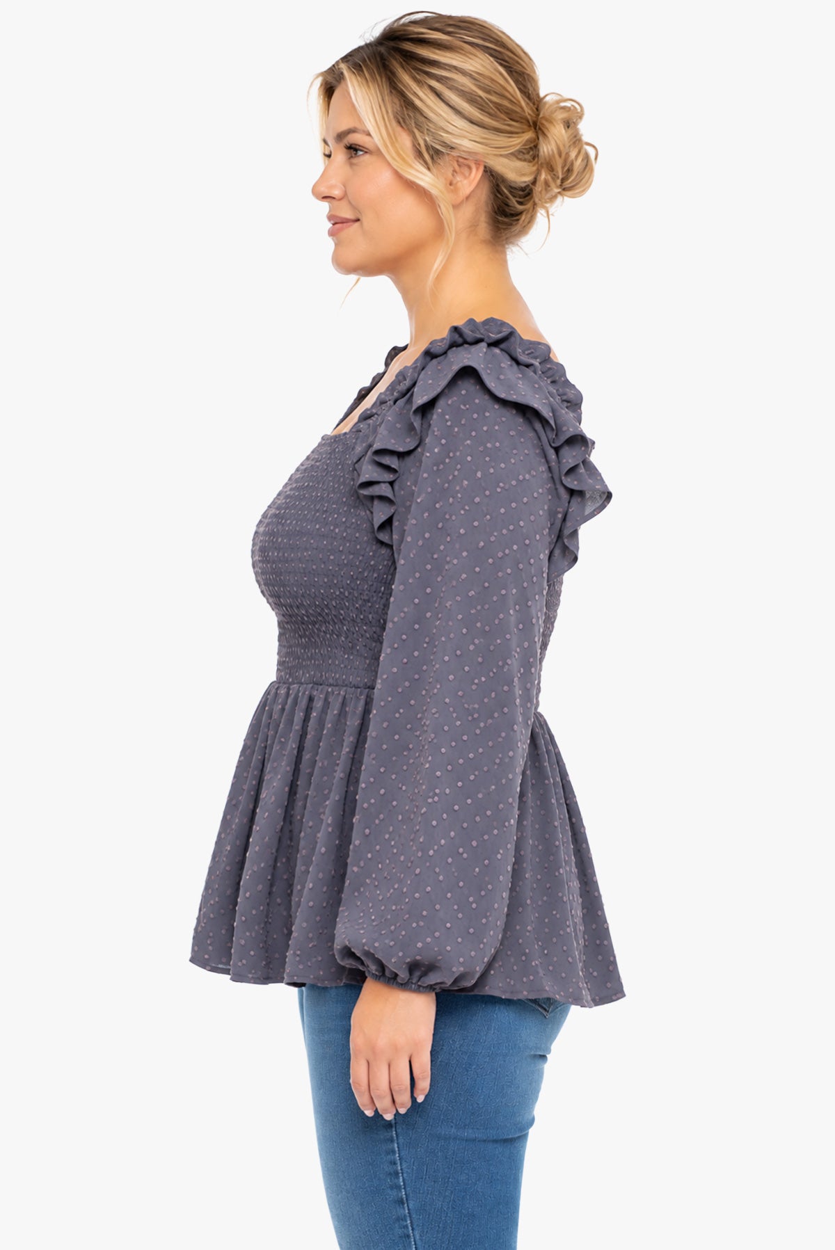 DALE ruffle smocked blouse