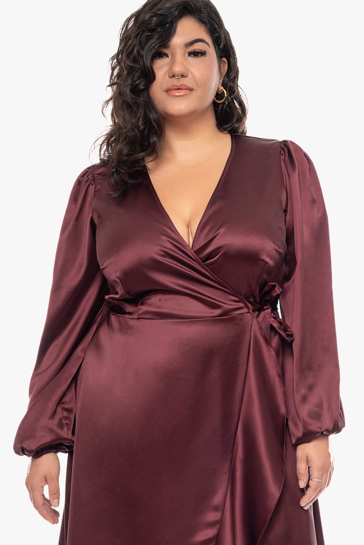 JASMIN satin wrap dress