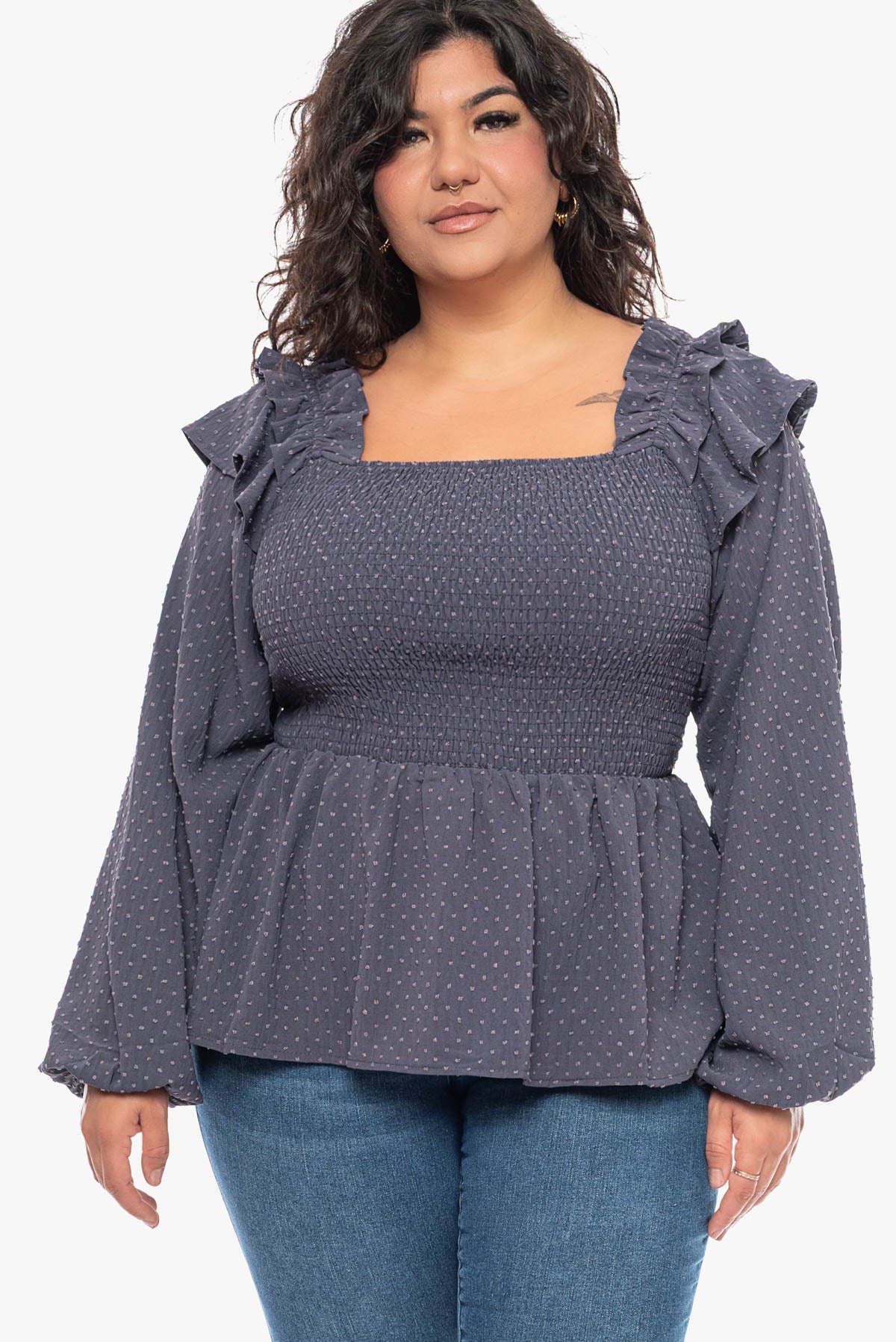 DALE ruffle smocked blouse