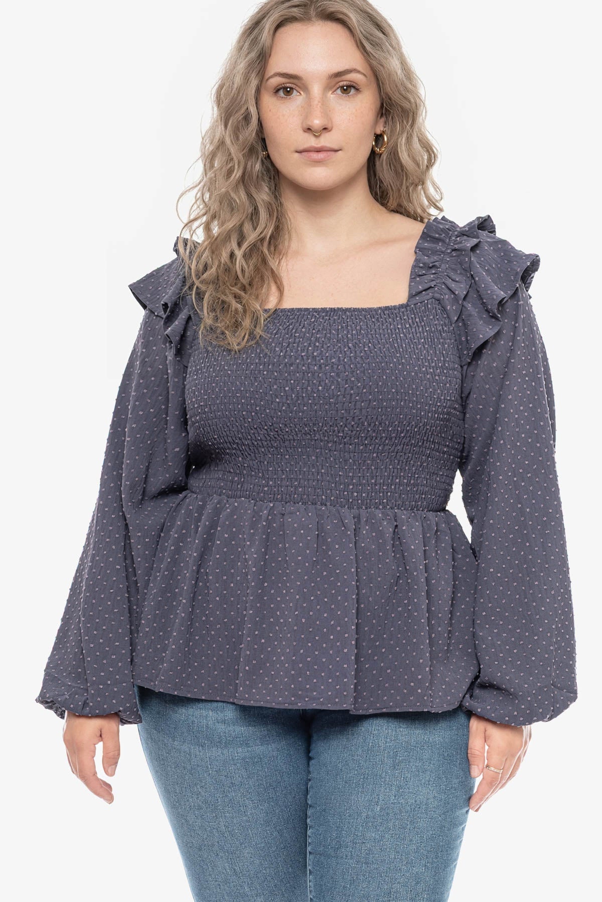 DALE ruffle smocked blouse